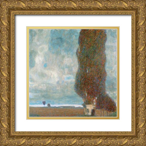 Klimt, Gustav 12x12 Gold Ornate Wood Framed with Double Matting Museum Art Print Titled - Big Poplars