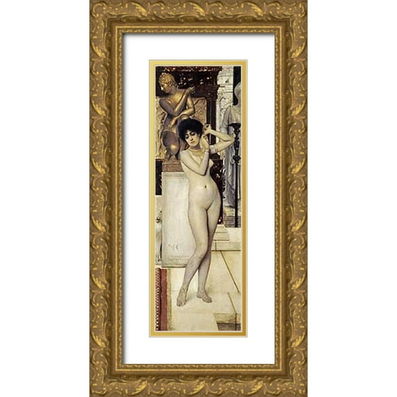 Klimt, Gustav 13x32 Gold Ornate Wood Framed with Double Matting Museum Art Print Titled - Skigge Und Eingelstudie Fur Die Allegorie Der Skulptur