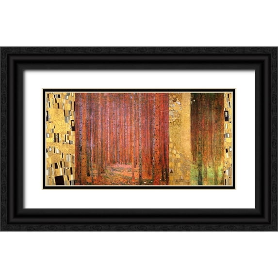 Klimt, Gustav 14x9 Black Ornate Wood Framed with Double Matting Museum Art Print Titled - Forest II