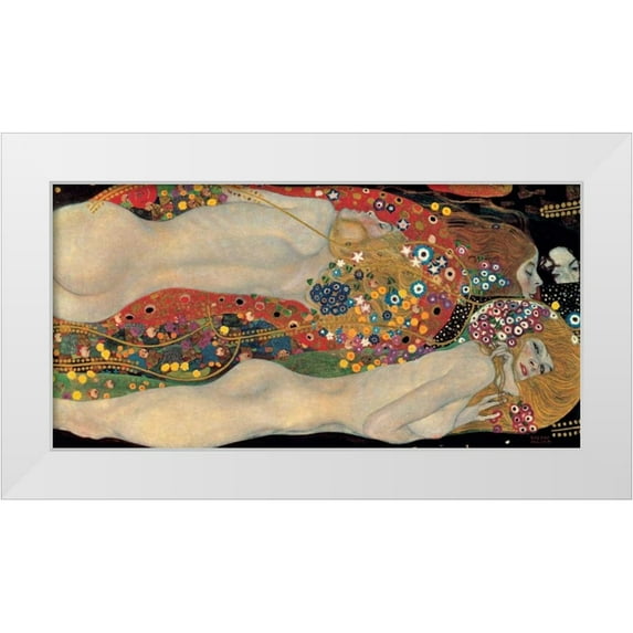Klimt, Gustav 14x9 White Modern Wood Framed Museum Art Print Titled - Sea Serpents