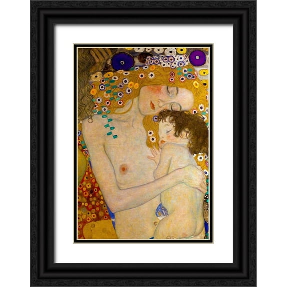 Klimt, Gustav 18x24 Black Ornate Wood Framed with Double Matting Museum Art Print Titled - Die Drei Lebensalter