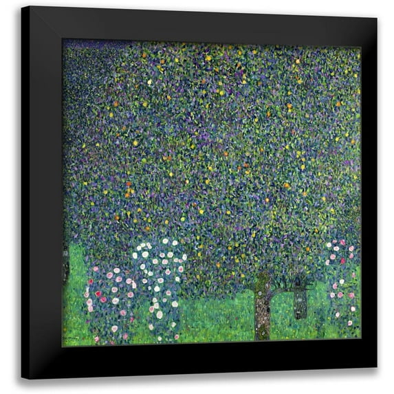 Klimt, Gustav 20x20 Black Modern Framed Museum Art Print Titled - Roses under the Trees