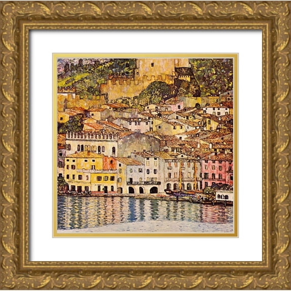 Klimt, Gustav 20x20 Gold Ornate Wood Framed with Double Matting Museum Art Print Titled - Malcesine On Lake Garda 1913
