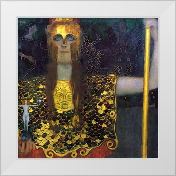 Klimt, Gustav 20x20 White Modern Wood Framed Museum Art Print Titled - Pallas Athena 1898