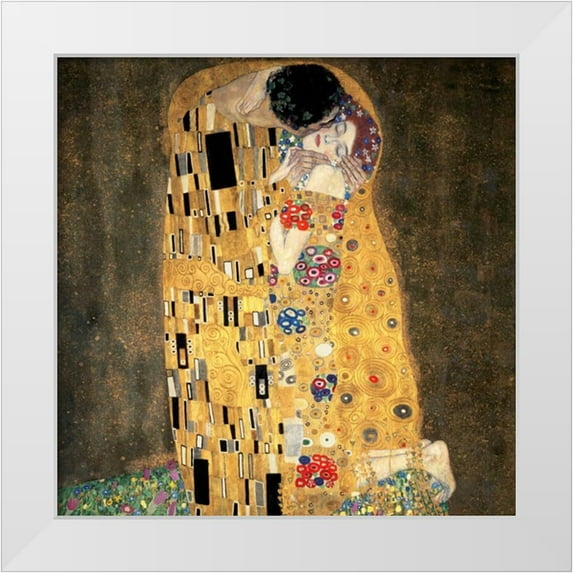 Klimt, Gustav 20x20 White Modern Wood Framed Museum Art Print Titled - The Kiss (detail)