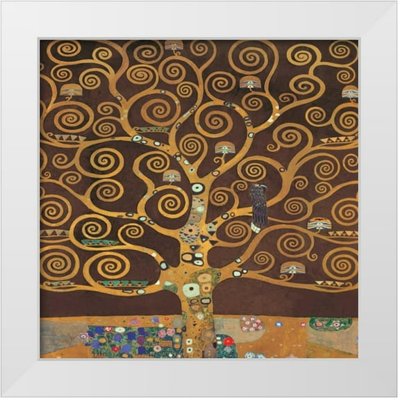 Klimt, Gustav 20x20 White Modern Wood Framed Museum Art Print Titled - Tree of Life-Brown II