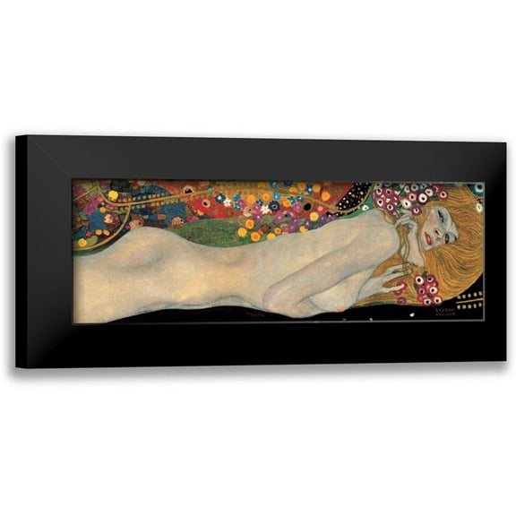 Klimt, Gustav 24x11 Black Modern Framed Museum Art Print Titled - Sea Serpents II