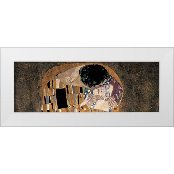 Klimt, Gustav 24x11 White Modern Wood Framed Museum Art Print Titled - Il bacio