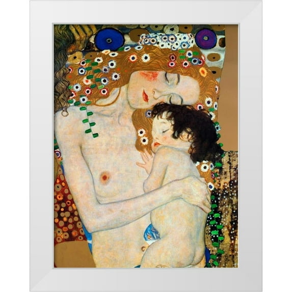 Klimt, Gustav 25x32 White Modern Wood Framed Museum Art Print Titled - Die Drei Lebensalter
