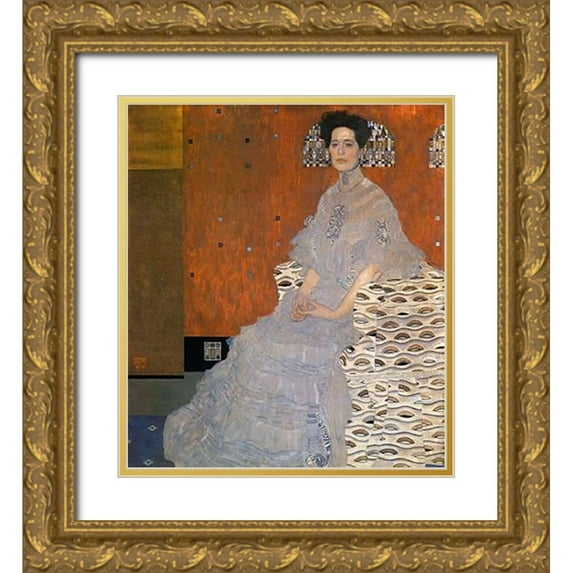 Klimt, Gustav 26x29 Gold Ornate Wood Framed with Double Matting Museum Art Print Titled - Fritza Riedler 1906