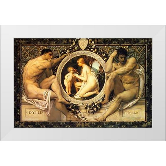 Klimt, Gustav 32x22 White Modern Wood Framed Museum Art Print Titled - Idyll 1884