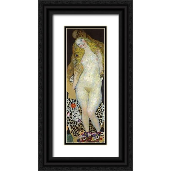 Klimt, Gustav 9x18 Black Ornate Wood Framed with Double Matting Museum Art Print Titled - Adam And Eve