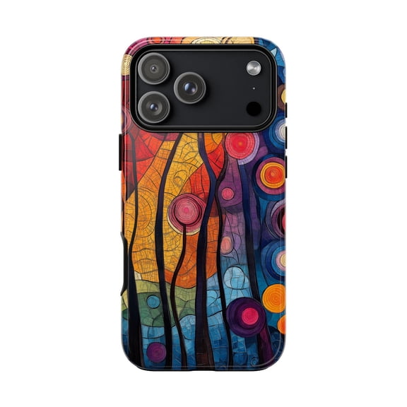 Klimt Inspired Circle Vines Colorful Orbs Art Phone Case 17 16 15 14 13 12 11 Pro Max
