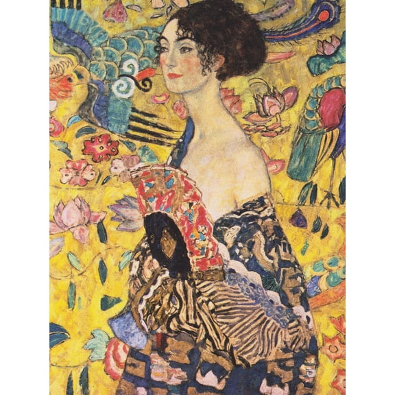 Klimt Lady With Fan Painting Extra Large XL Wall Art Poster Print