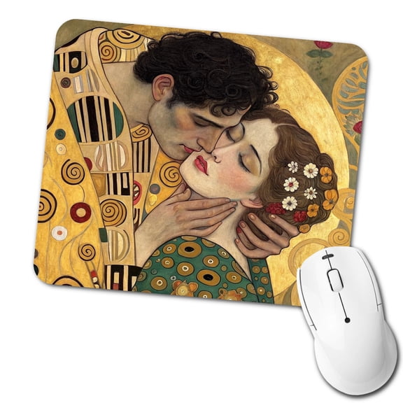 Klimt The Kiss Inspired Mouse Pad Low Profile Gaming Mat