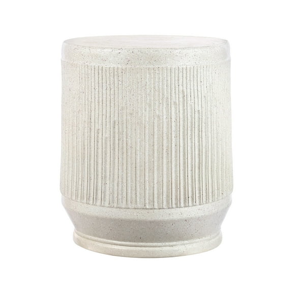 Kline 17.5" Mid-Century Modern Brutalist Accent Table , Cream Terrazzo Finish