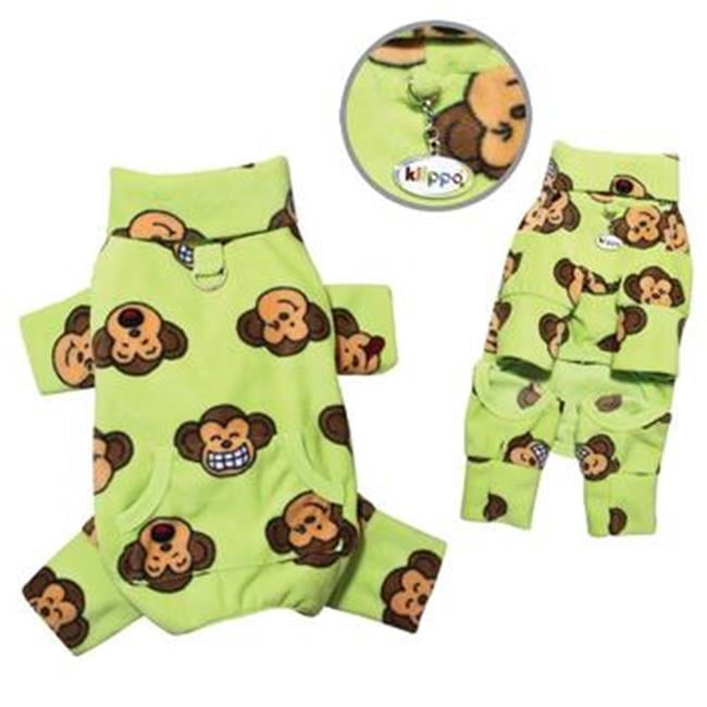 Klippo KBD071-S Silly Monkey Fleece Turtleneck Dog Pajamas, Lime