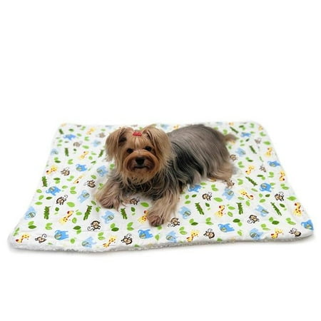 Klippo KBLNK082S Zoo Animals Flannel & Plush Blanket, White & Green - Small