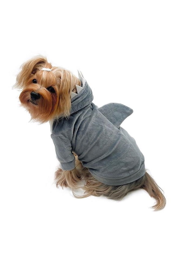 Klippo KTP045S Ultra Plush Shark Hoodie with Fin & Teeth, Gray - Small