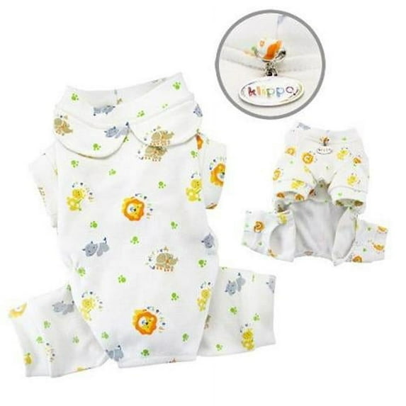 Klippo Pet KBD059XL Knit Cotton Pajamas With Giraffe, Lion, Hippo & Elephant Print - Extra Large