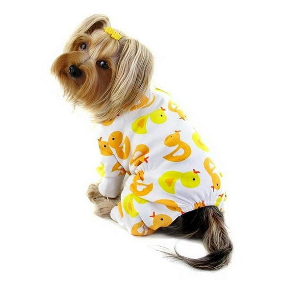 Klippo Pet KBD076SZ Ducky Knit Cotton Pajamas, Yellow - Small