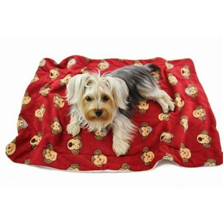 Klippo Pet KBLNK054 Silly Monkey Ultra-Plush Blanket- Burgundy - One Size