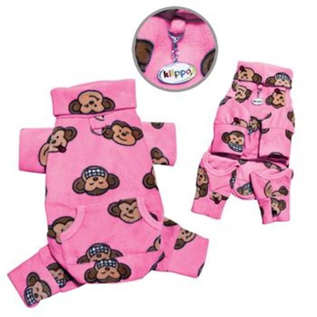 Klippo Silly Monkey Fleece Turtleneck Dog Pajamas, Pink Extra