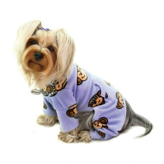 KlippoPet KBD070LZ Silly Monkey Fleece Turtleneck Pajamas - Lavender, Large