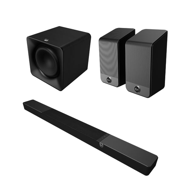 Klipsch FLEXUS-300-SOUNDBAR 5.1.2 Sound Bar Ebony with Klipsch FLEXUS-20-SUB Compact Wireless 12” Subwoofer and Klipsch FLEXUS-200-SURROUND Enhanced Wireless Surround Sound Speakers (2025)