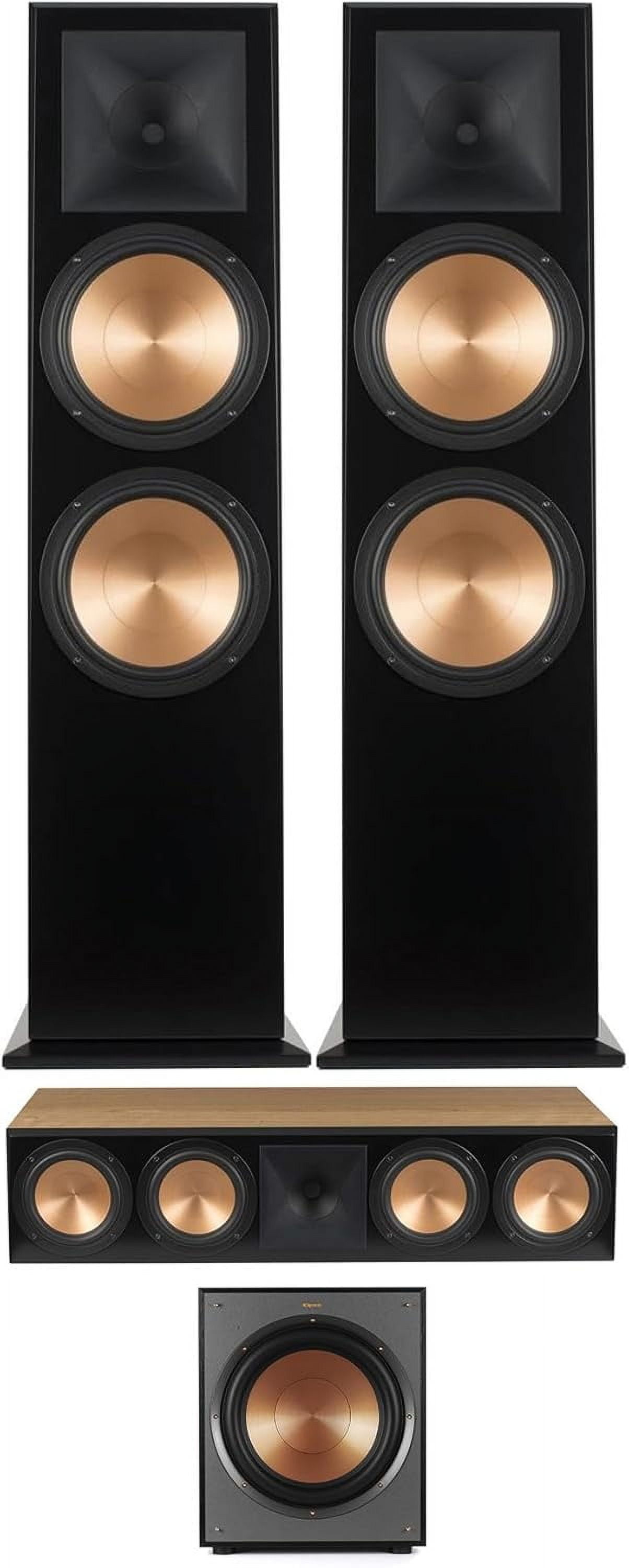 Klipsch RF-7 III Cherry Wood Furniture Made Floorstanding Speaker Pair with a Klipsch RC-64 III Cherry Wood Furniture Made Center Channel Speaker and a Klipsch R-120SW 200 Watt Subwoofer (2017)
