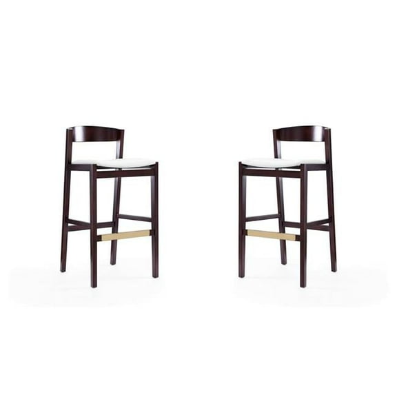 Klismos Ivory & Dark Walnut Beech Wood Barstool, 40.75 x 20 x 20.5 in. - Set of 2