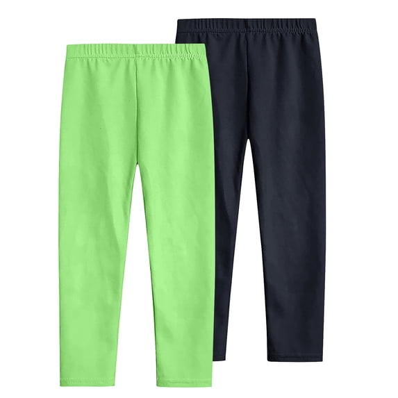 Klisyaur 2 Pack Girls Leggings Elastic High Waist Stretchy Dance Yoga Active Tights Casual Soft Cotton Pants