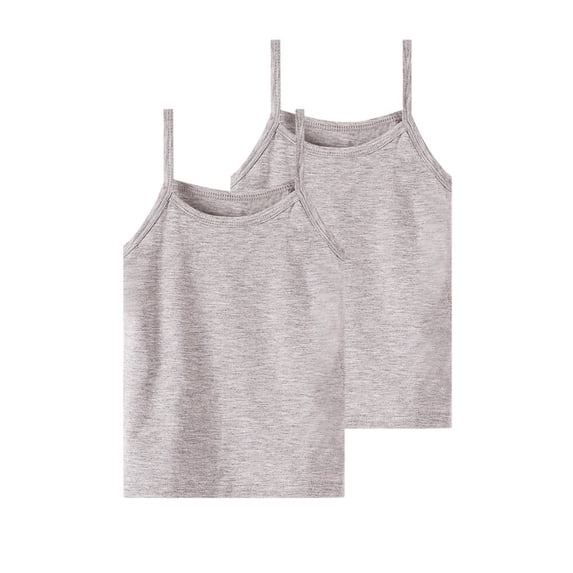 Klisyaur 2 Pack Kid's Camisole Spaghetti Straps Crewneck Basic Undershirt Tank Tops Lounge Tshirts 1-12 Years