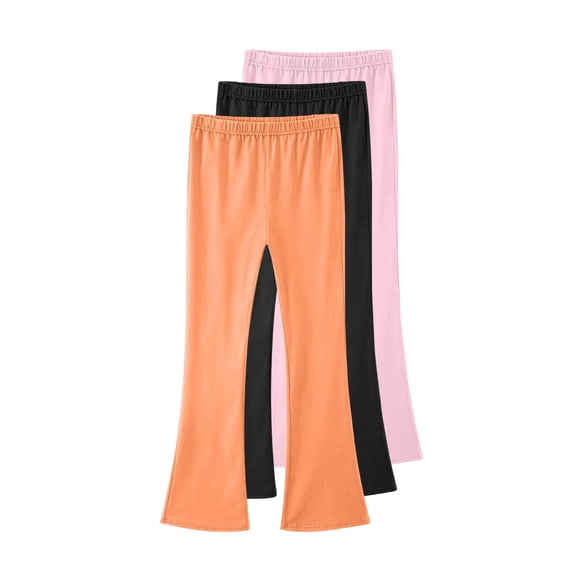 Klisyaur 3 Pack Girls Flared Leggings Elastic High Waist Lightweight Leggings Casual Stretchy Comfy Yoga Pants