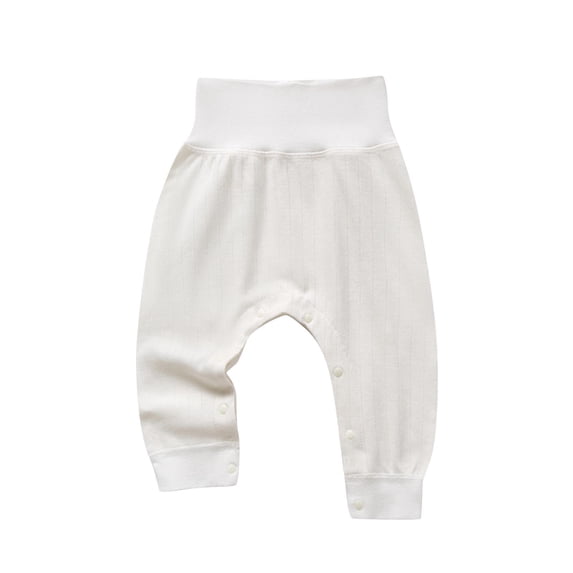 Klisyaur Baby Girls Boys Pants Elastic High Waist Soft Cotton Snap Button Pants Infant Toddler Casual Comfy Trousers