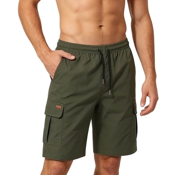 Klisyaur Cargo Shorts for Mens Multi Pockets Summer Casual Fashion Comfortable Drawstring Pants Button Waist
