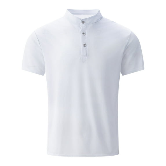 Klisyaur Casual Shirt Mens Short Sleeve with 3 Button Lightweight Comfortable Soft Tee Summer Basic Tops