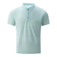 thumbnail image 1 of Klisyaur Casual Shirt Mens Short Sleeve with 3 Button Lightweight Comfortable Soft Tee Summer Basic Tops, 1 of 4