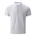 thumbnail image 1 of Klisyaur Casual Shirt Mens Short Sleeve with 3 Button Lightweight Comfortable Soft Tee Summer Basic Tops, 1 of 4