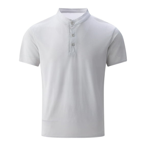 Klisyaur Casual Shirt Mens Short Sleeve with 3 Button Lightweight Comfortable Soft Tee Summer Basic Tops