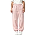thumbnail image 1 of Klisyaur Children's Sweatpants Elastic High Waist Joggers Solid Color Winter Pants with Pockets Sizes 4-15, 1 of 5
