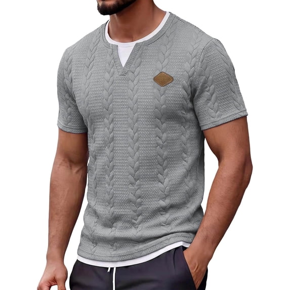 Klisyaur Fashion Shirts for Mens Short Sleeve V Neck Summer Casual Comfortable Breathable Tops Basic Tee