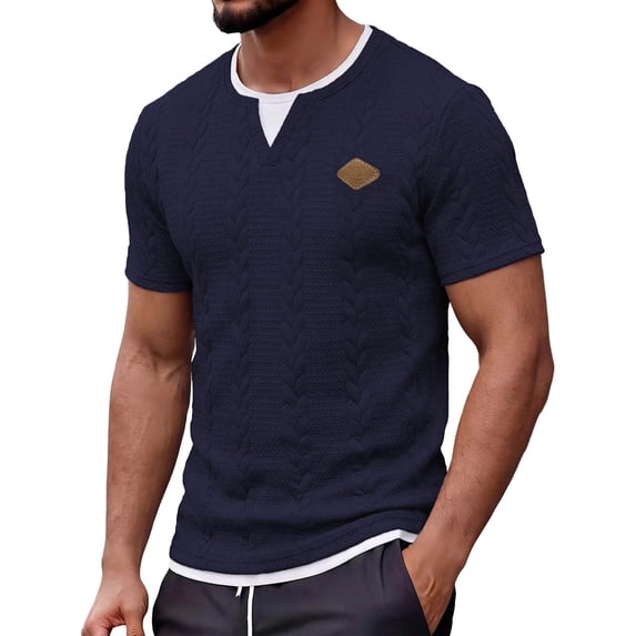Klisyaur Fashion Shirts for Mens Short Sleeve V Neck Summer Casual Comfortable Breathable Tops Basic Tee