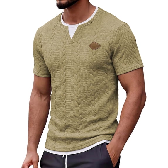 Klisyaur Fashion Shirts for Mens Short Sleeve V Neck Summer Casual Comfortable Breathable Tops Basic Tee