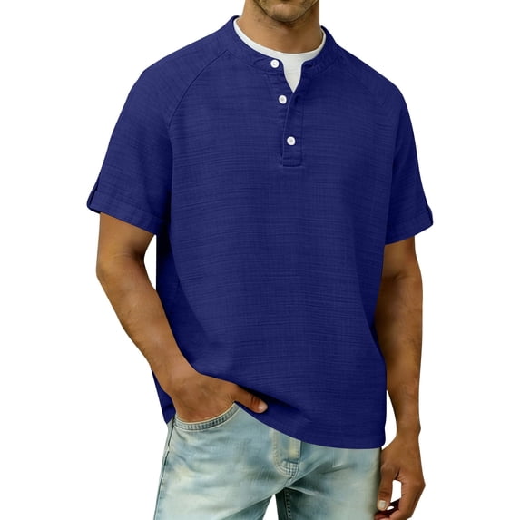 Klisyaur Fashion Tee Tops for Mens Short Sleeve with Button Casual Breathable Lightweight Comfortable Summer Basic Shirts