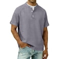 thumbnail image 1 of Klisyaur Fashion Tee Tops for Mens Short Sleeve with Button Casual Breathable Lightweight Comfortable Summer Basic Shirts, 1 of 5