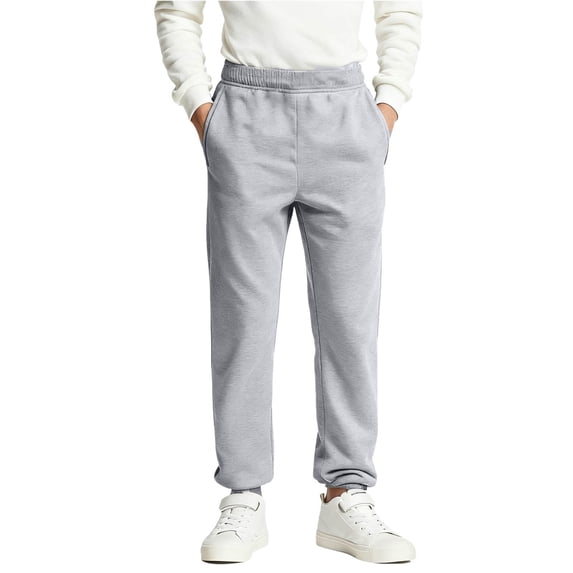 Klisyaur Boys Fleece Lined Sweatpants Elastic High Waist Joggers Casual Comfy Sport Winter Trousers with Pockets