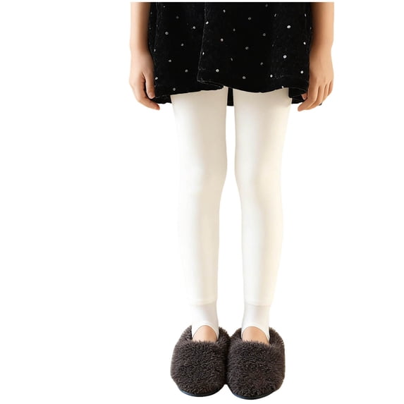 Klisyaur Girls Winter Tights Pants Fleece Lined Leggings Pants Casual Practice Dance Pantyhose