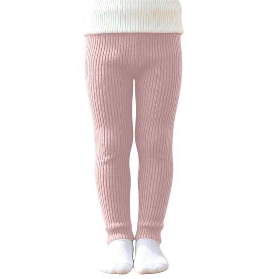 Klisyaur Leggings for Girl Ribbed Knit Elastic High Waist Ankle Tights Toddler Girls Stretchy Casual Comfy Warm Pants