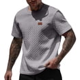 thumbnail image 1 of Klisyaur Men Short Sleeve Tops Casual Fashion Loose Crewneck Textured Shirt Summer Dressy Shirts, 1 of 7